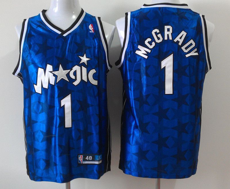 Men Orlando Magic 1 Tracy Mcgrady Blue Star Edition Stitched NBA Jersey